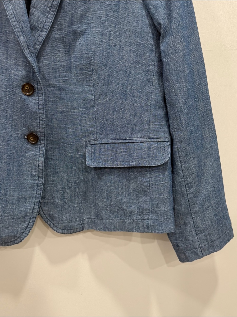 J. Crew Chambray Blazer Jacket Size 16 Cotton Classic Lightweight - Picture 5 of 10